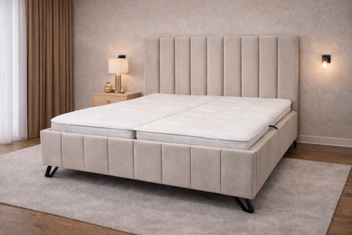 Čalúnená posteľ SENARO s úložným priestorom skladaným čelom a zánožím 180x200 cm
