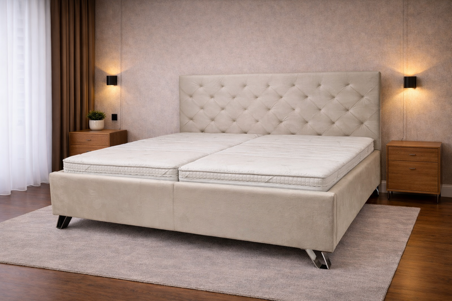 Čalúnená posteľ s úložným priestorom  s výškou čela 135 cm /180x200