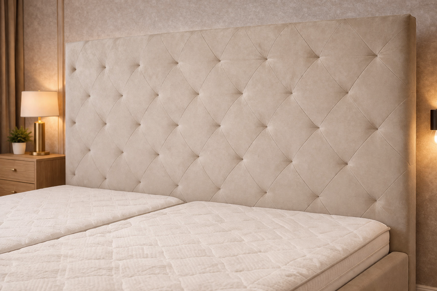 Čalúnená posteľ s úložným priestorom  s výškou čela 135 cm /180x200