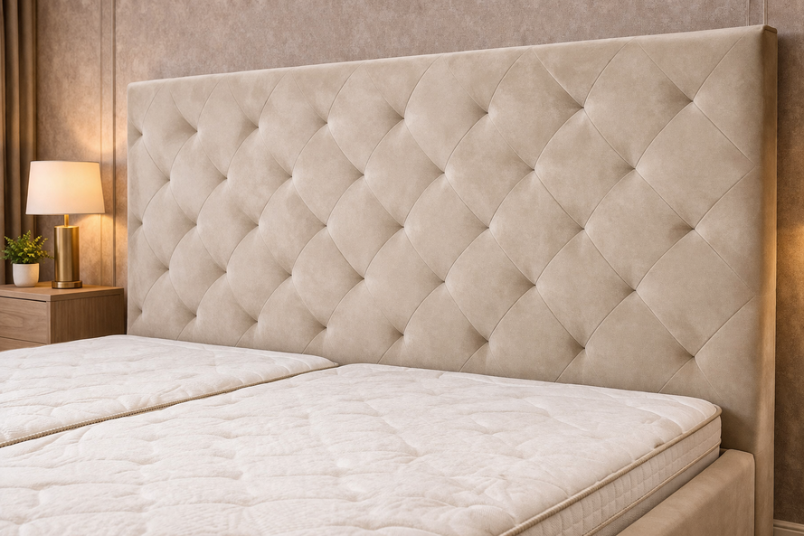 Čalúnená posteľ s úložným priestorom  s výškou čela 135 cm /180x200