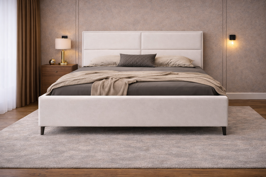 Čalúnená posteľ s úložným priestorom  s výškou čela 135 cm /180x200