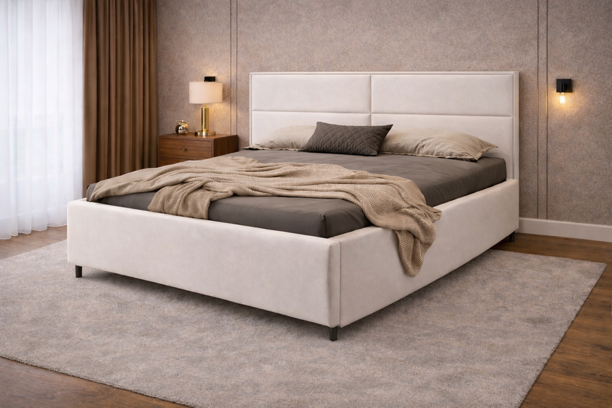 Čalúnená posteľ s úložným priestorom  s výškou čela 135 cm /180x200