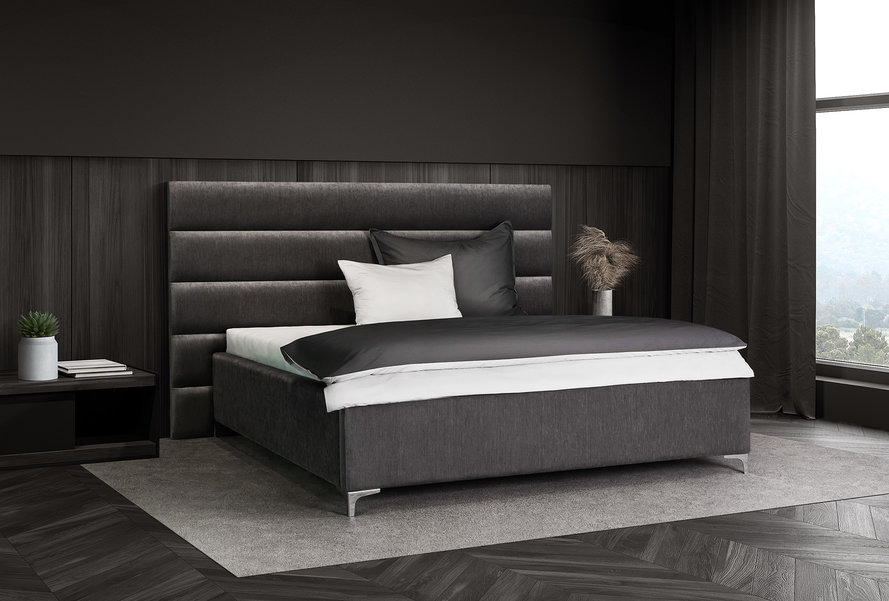 Čalúnená posteľ SENARO HORIZONT LINE s presahom a výškou čela 145 alebo 155 cm