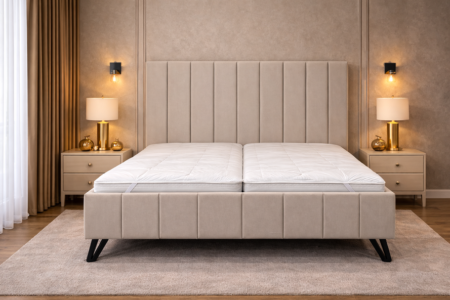 Čalúnená posteľ SENARO s úložným priestorom skladaným čelom a zánožím 180x200 cm