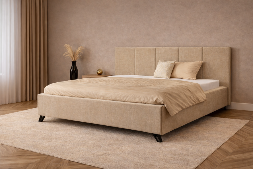 Čalúnená posteľ SENARO VERTICAL s bočnými kazetami a výškou čela 125 alebo 135