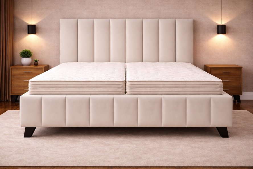 Čalúnená posteľ so skladaným čelom a zánožím 180x200