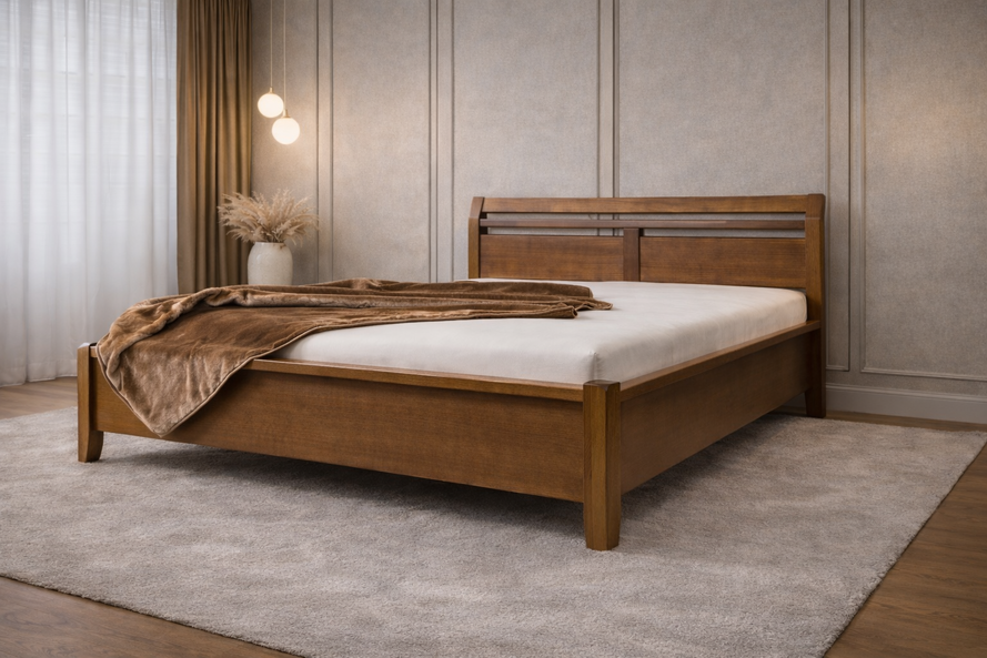 Drevená manželská posteľ  MILÁNO z bukového masívu s úložným priestorom