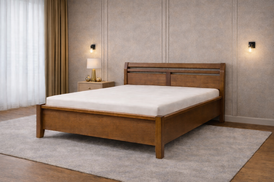 Drevená manželská posteľ  MILÁNO z bukového masívu s úložným priestorom