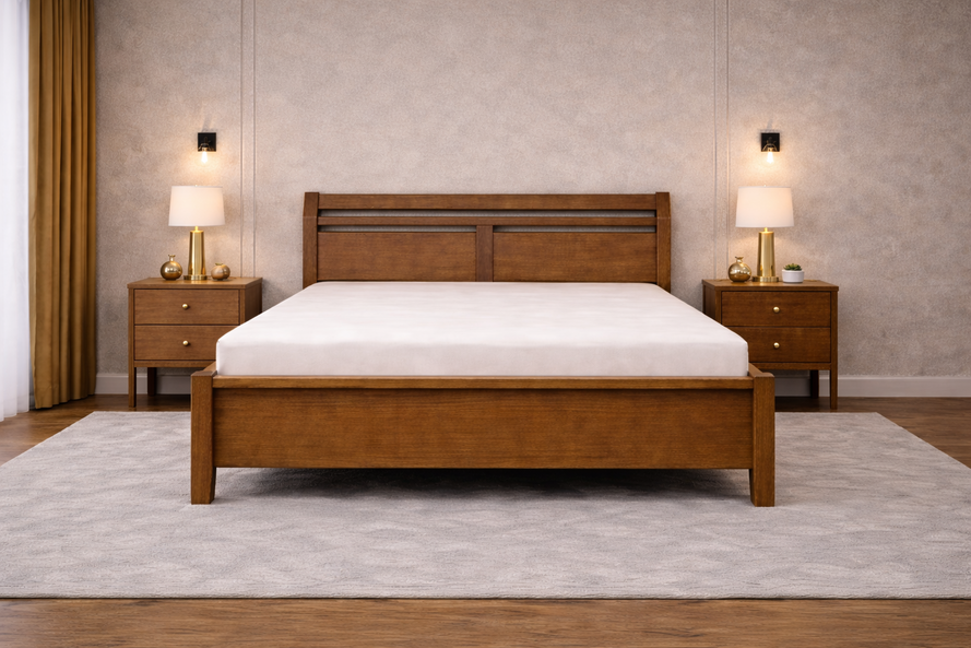 Drevená manželská posteľ  MILÁNO z bukového masívu s úložným priestorom
